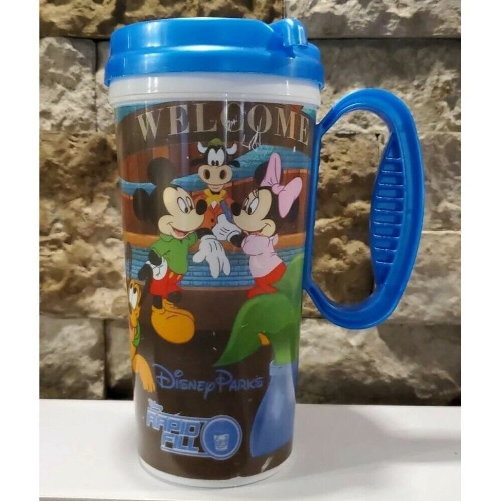 Walt Disney Park Travel Mug Resort Rapid Fill Refillable Cup Donald Mickey